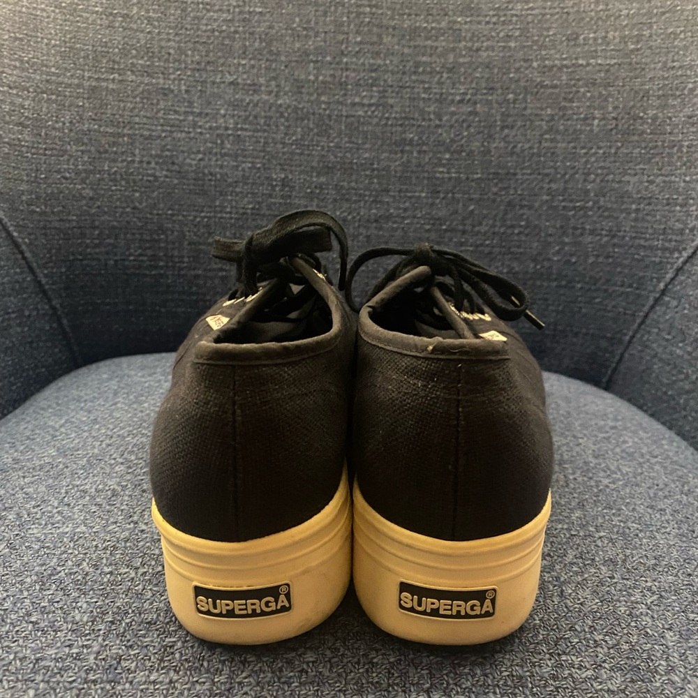 Superga Black Canvas Sneakers with Tan Soles - Picture 5 of 6